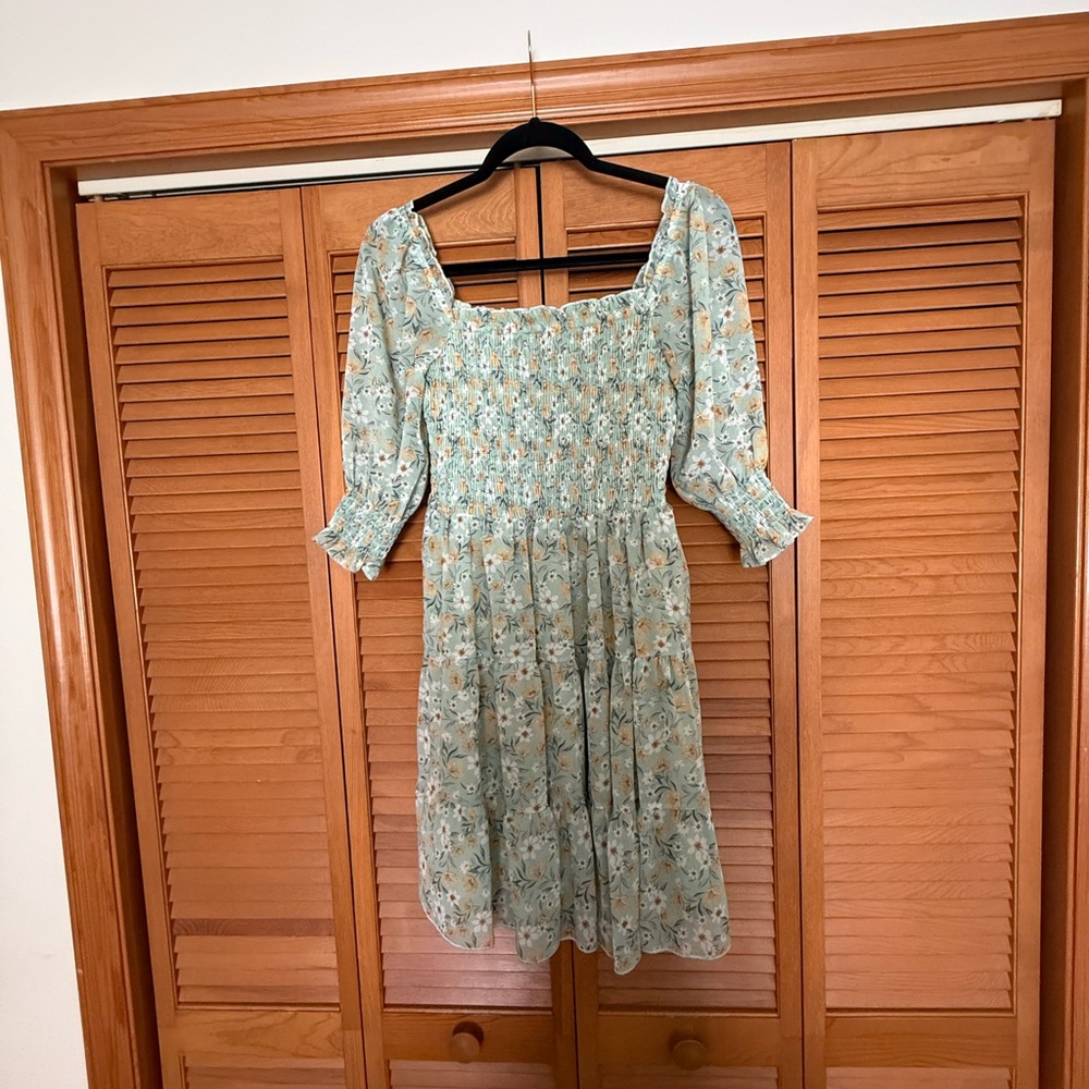 Baltic Born Light Blue Floral Long Sleeve Dress